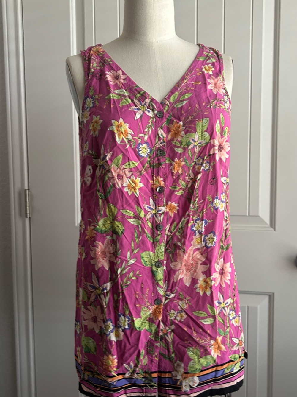 J. Jill Pink Floral Shirt with Pastel Accents